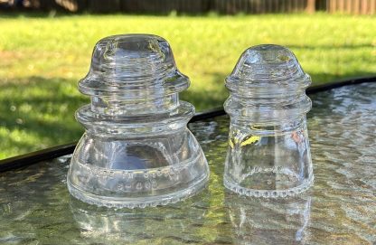 Vintage Hemingray Glass Insulators  Hemingray-9 & Hemingray-42 – Clear Nice Condition (1948)