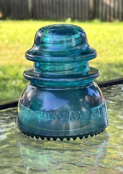 Vintage Hemingray No. 42 Glass Insulator - Aqua Blue Green, 4" Tall - CD154 - Image 3