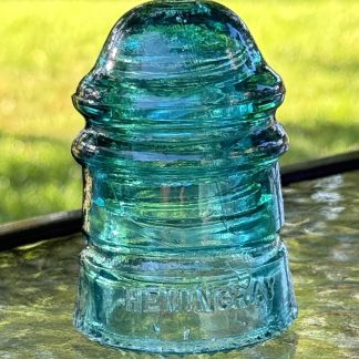 Vintage Hemingray No. 12 Glass Insulator - Aqua Blue Green,  3 1/2" tall - Nice Condition