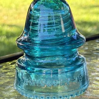 Vintage Hemingray No. 19 Glass Insulator - Aqua Blue Green, 4" Tall - CD151