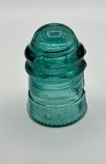 Vintage Hemingray No. 12 Glass Insulator - Aqua Blue Green,  3 1/2" tall - Nice Condition - Image 2