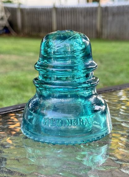 Rare Vintage Hemingray No. 40 Glass Insulator - Aqua Blue Green, 4" Tall - #5 embossed on top