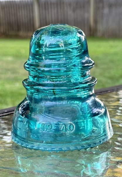 Rare Vintage Hemingray No. 40 Glass Insulator - Aqua Blue Green, 4" Tall - #5 embossed on top - Image 4