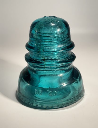 Rare Vintage Hemingray No. 40 Glass Insulator - Aqua Blue Green, 4" Tall - #5 embossed on top - Image 5