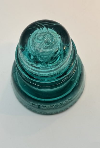 Rare Vintage Hemingray No. 40 Glass Insulator - Aqua Blue Green, 4" Tall - #5 embossed on top - Image 6