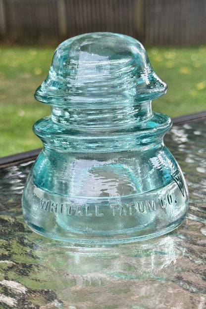 Rare Vintage Whitall Tatum Co. Glass Insulator No. 1 - Aqua Blue Green, 4" Tall - #14