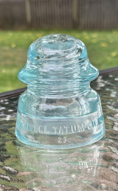 Rare Vintage Whitall Tatum Co. Glass Insulator No. 4 - Aqua Blue Green, 3 1/2" Tall - #23