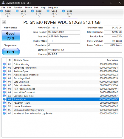 Western Digital WD SN530 512GB SSD M.2 2230 30mm NVMe 0R1DG8 R1DG8 - Image 4