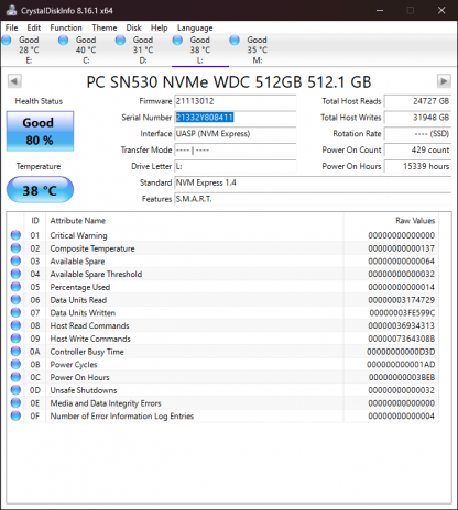Western Digital WD SN530 512GB SSD M.2 2230 30mm NVMe 0R1DG8 R1DG8 - Image 4