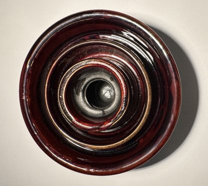 Vintage Brown Swirl Porcelain Power Line Insulator – Large 5.5" Antique Utility Glass - Image 8