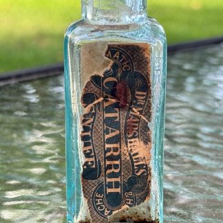 Vintage Aqua Blue Dr. Marshall’s Catarrh Snuff Bottle w/ Original Labels – Antique Patent Medicine