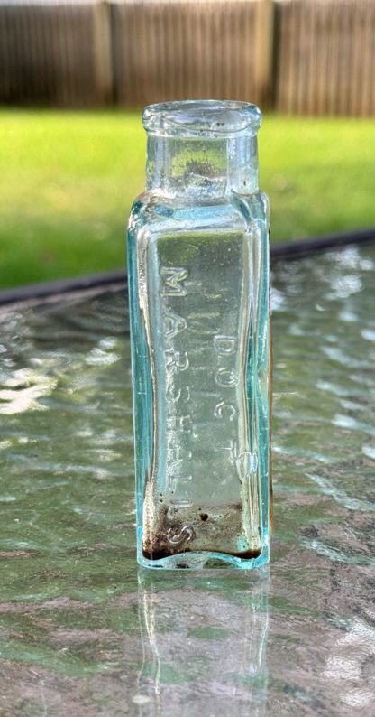 Vintage Aqua Blue Dr. Marshall’s Catarrh Snuff Bottle w/ Original Labels – Antique Patent Medicine - Image 2