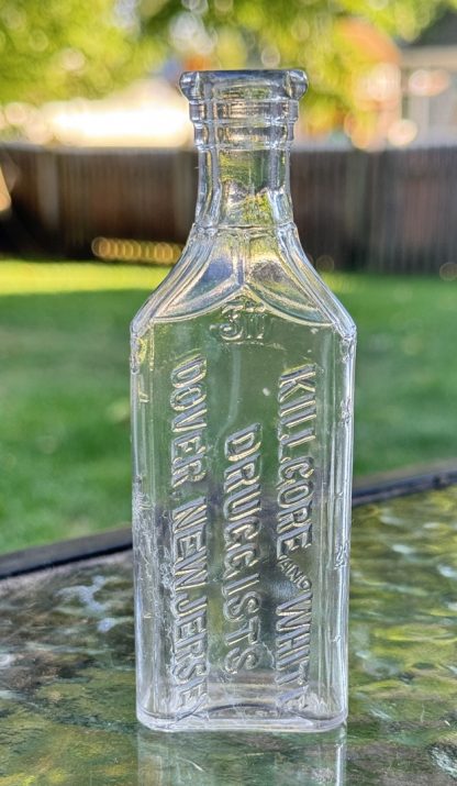 Antique Killgore and White Druggist Bottle, Clear Glass, Dover New Jersey, Early 20th Century - Patent medicine bottles