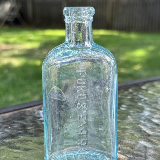 Antique Pond's Extract Bottle, 1846 Embossed Aqua Blue Glass