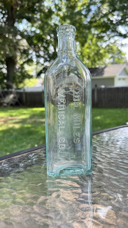 Antique Dr. Miles Medical Co. Bottle, Aqua Glass, Embossed Collectible - Patent Medicine -
