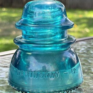 Vintage Hemingray No. 42 Glass Insulator - Aqua Blue Green, 4" Tall - CD154