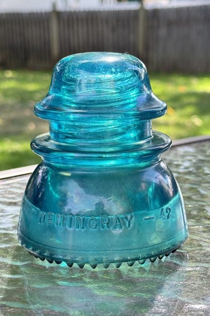 Vintage Hemingray No. 42 Glass Insulator - Aqua Blue Green, 4" Tall - CD154