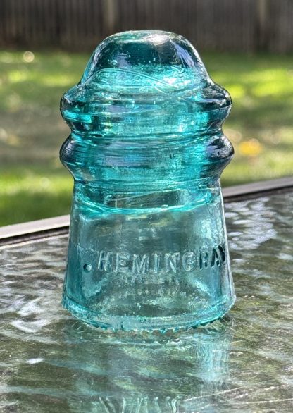 Vintage Hemingray No. 9 Single Petticoat Insulator - Aqua Green Telegraph Telephone Pole Insulator