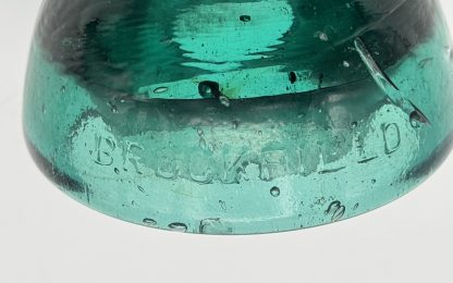 Antique Brookfield Glass Insulator CD 152 –  Hoopskirt - Deep Emerald Green / Aqua w Bubbles Swirl Lines - Image 2