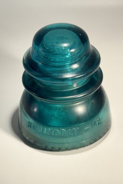 Vintage Hemingray No. 42 Glass Insulator - Aqua Blue Green, 4" Tall - CD154 - Image 4