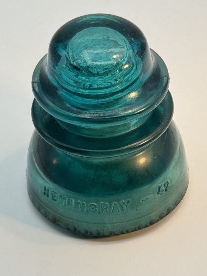 Vintage Hemingray No. 42 Glass Insulator - Aqua Blue Green, 4" Tall - CD154 - Image 2