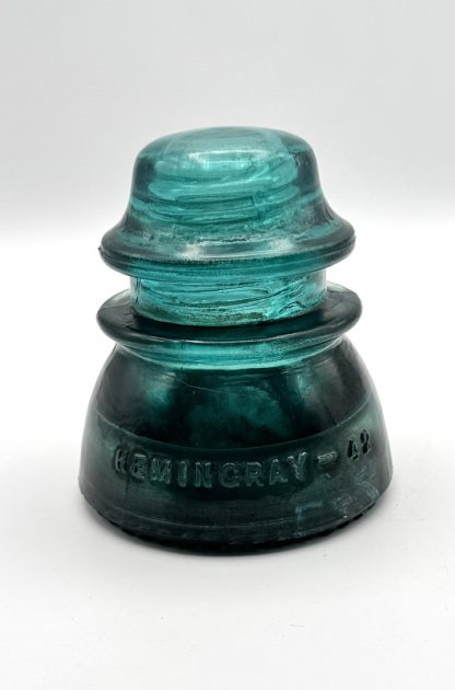 Vintage Hemingray No. 42 Glass Insulator - Aqua Blue Green, 4" Tall - CD154 - Image 4