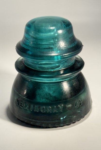 Vintage Hemingray No. 42 Glass Insulator - Aqua Blue Green, 4" Tall - CD154 - Image 2