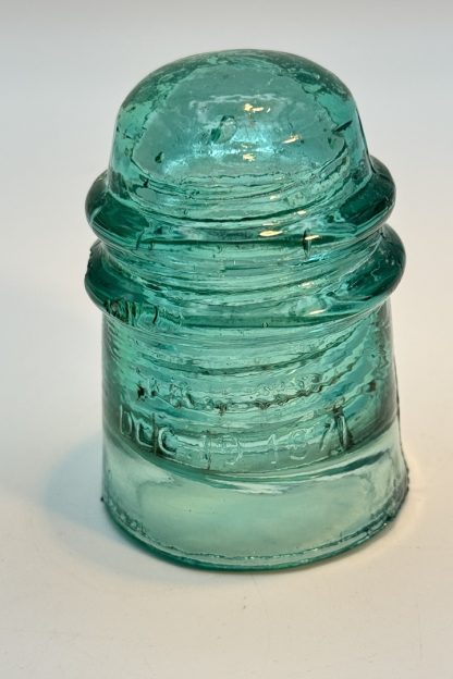 Vintage Brookfield Aqua Glass Insulator - "5 over B" Marked - Circa Late 1800's - Image 5