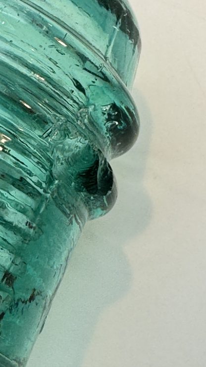 Vintage Brookfield Aqua Glass Insulator - "5 over B" Marked - Circa Late 1800's - Image 6