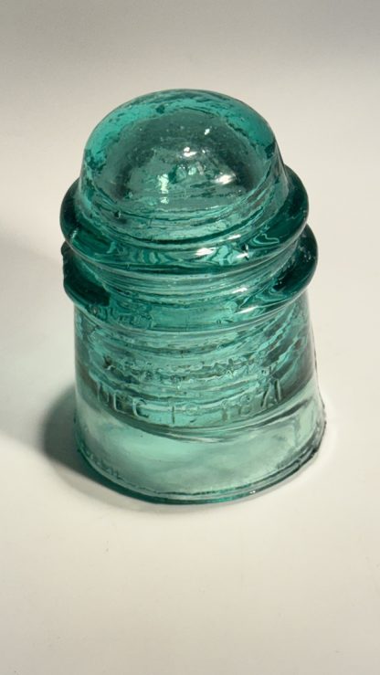 Vintage Brookfield Aqua Glass Insulator - "5 over B" Marked - Circa Late 1800's - Image 2
