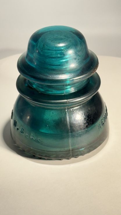 Vintage Hemingray No. 42 Glass Insulator - Aqua Blue Green, 4" Tall - CD154 - Image 2
