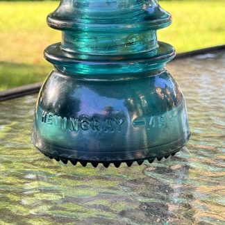 Vintage Hemingray No. 42 Glass Insulator - Aqua Blue Green, 4" Tall - CD154