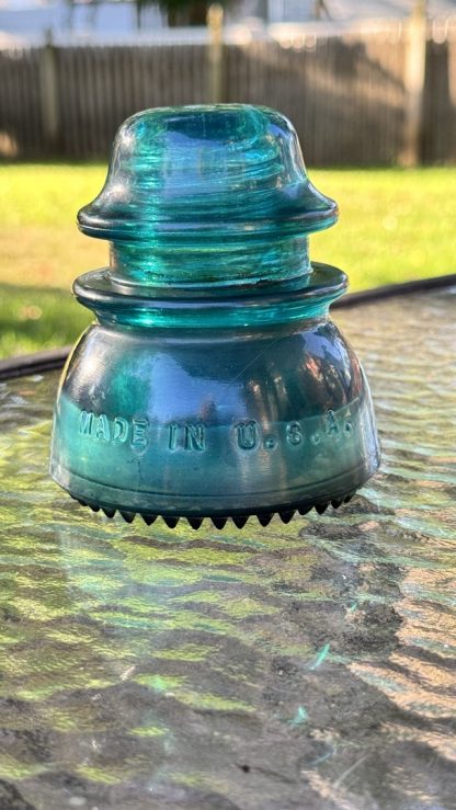 Vintage Hemingray No. 42 Glass Insulator - Aqua Blue Green, 4" Tall - CD154 - Image 8