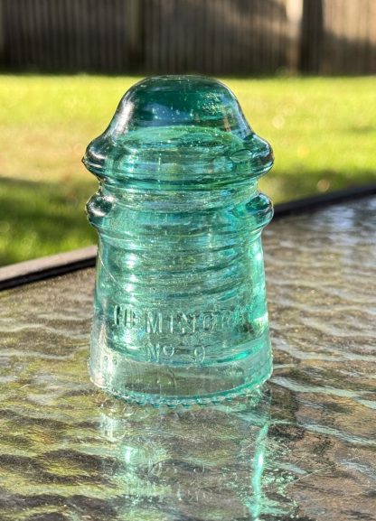 Vintage Hemingray No. 9 Aqua Glass Insulator – Rare Mold Shadow