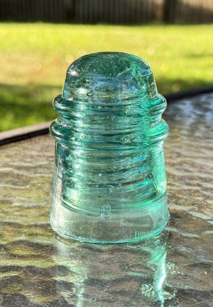 Vintage Brookfield Aqua Glass Insulator - "5 over B" Marked - Circa Late 1800's