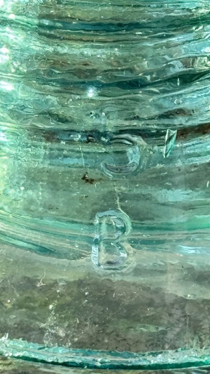 Vintage Brookfield Aqua Glass Insulator - "5 over B" Marked - Circa Late 1800's - Image 7
