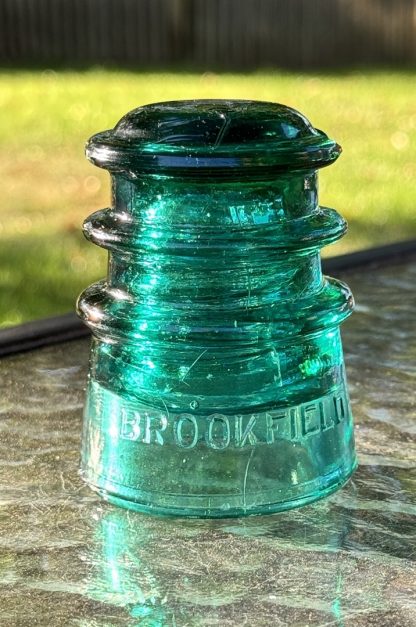 Vintage Brookfield Aqua Green Insulator - Double Ring Design