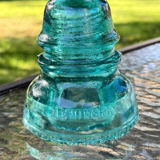 CHIP – Battle-Scarred Hemingray 40 Aqua Glass Insulator – Rustic Collector’s Piece, 4” x 3.5”