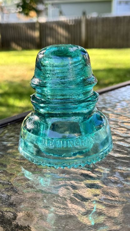 CHIP – Battle-Scarred Hemingray 40 Aqua Glass Insulator – Rustic Collector’s Piece, 4” x 3.5”