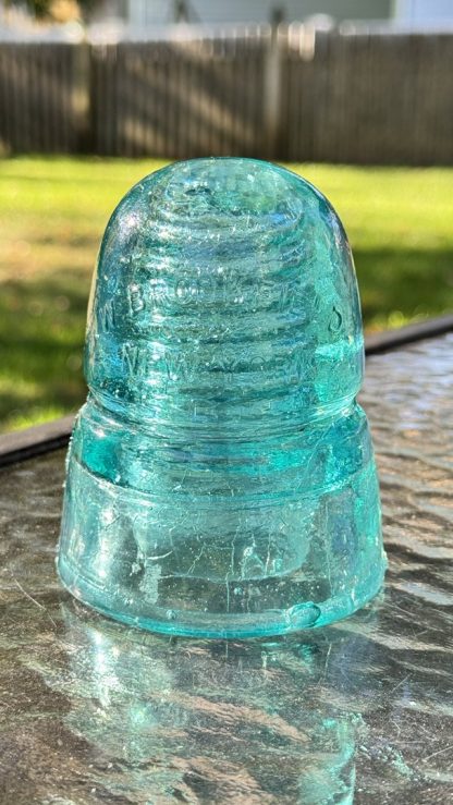 Vintage Brookfield Beehive Insulator - W. Brookfield New York - Patented 1883-1884 - Aqua Glass