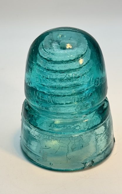 Vintage Brookfield Beehive Insulator - W. Brookfield New York - Patented 1883-1884 - Aqua Glass - Image 6