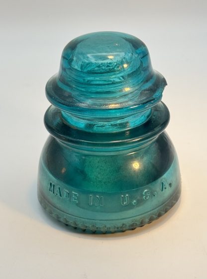 Vintage Hemingray No. 42 Glass Insulator - Aqua Blue Green, 4" Tall - CD154