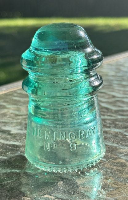 Vintage Hemingray No. 9 Aqua Glass Insulator – Patented May 2 -1893