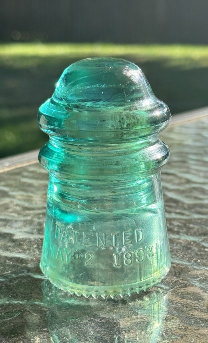 Vintage Hemingray No. 9 Aqua Glass Insulator – Patented May 2 -1893 - Image 3