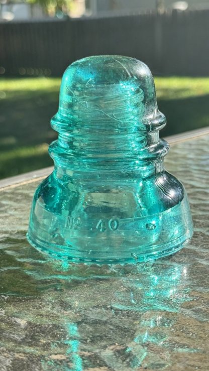 Rare Vintage Hemingray No. 40 Glass Insulator - Aqua Blue Green, 4" Tall, Perfect Collectible Condition - Image 2