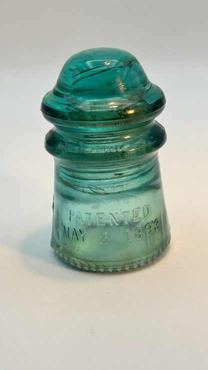 Vintage Hemingray No. 9 Aqua Glass Insulator – Patented May 2 -1893 - Image 6