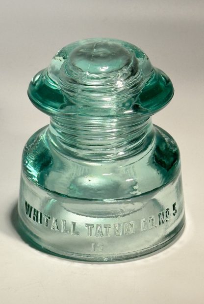 Vintage Whitall Tatum Co. No. 5 Insulator - Light Aqua Blue - Made in U.S.A. - Near Mint Condition - Image 2