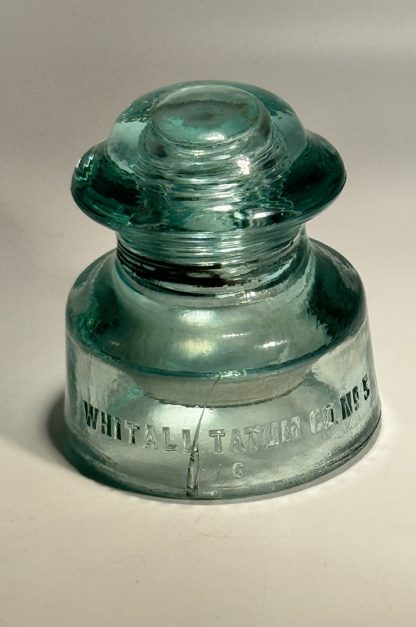 Vintage Whitall Tatum Co. No. 5 Insulator - Light Aqua Blue - Made in U.S.A. - Image 8