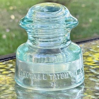 Vintage Whitall Tatum Co. No. 5 Insulator - Light Aqua Blue - Made in U.S.A.