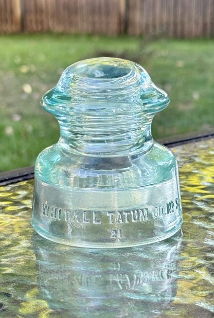 Vintage Whitall Tatum Co. No. 5 Insulator - Light Aqua Blue - Made in U.S.A.